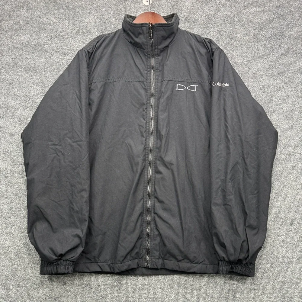 Columbia Full Zip Jacket Mens M Black Long Sleeve Fleece Lined Outdoor Jacket